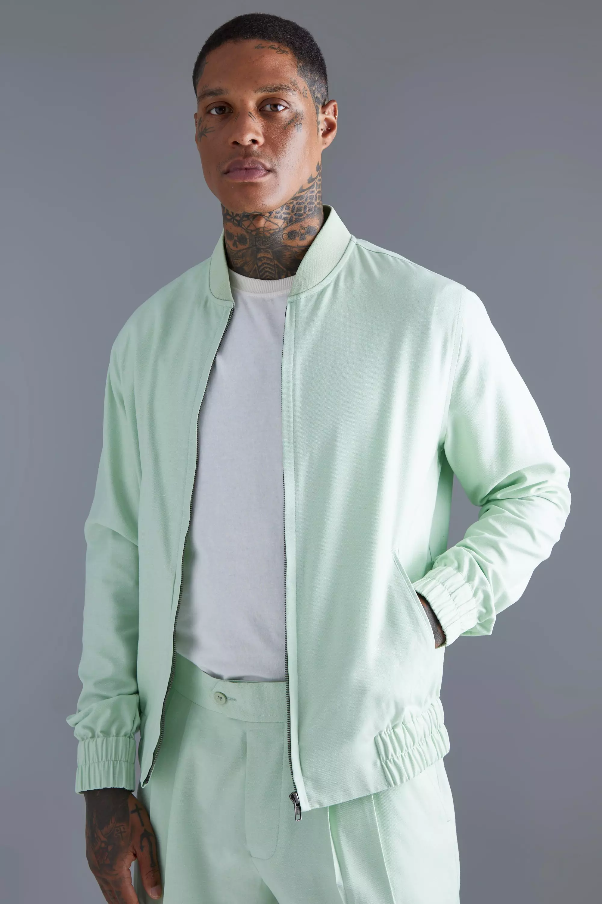 Linen bomber hot sale jacket mens